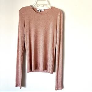 Dorothee Schumacher ribbed gold thread long sleeve pullover top size 2